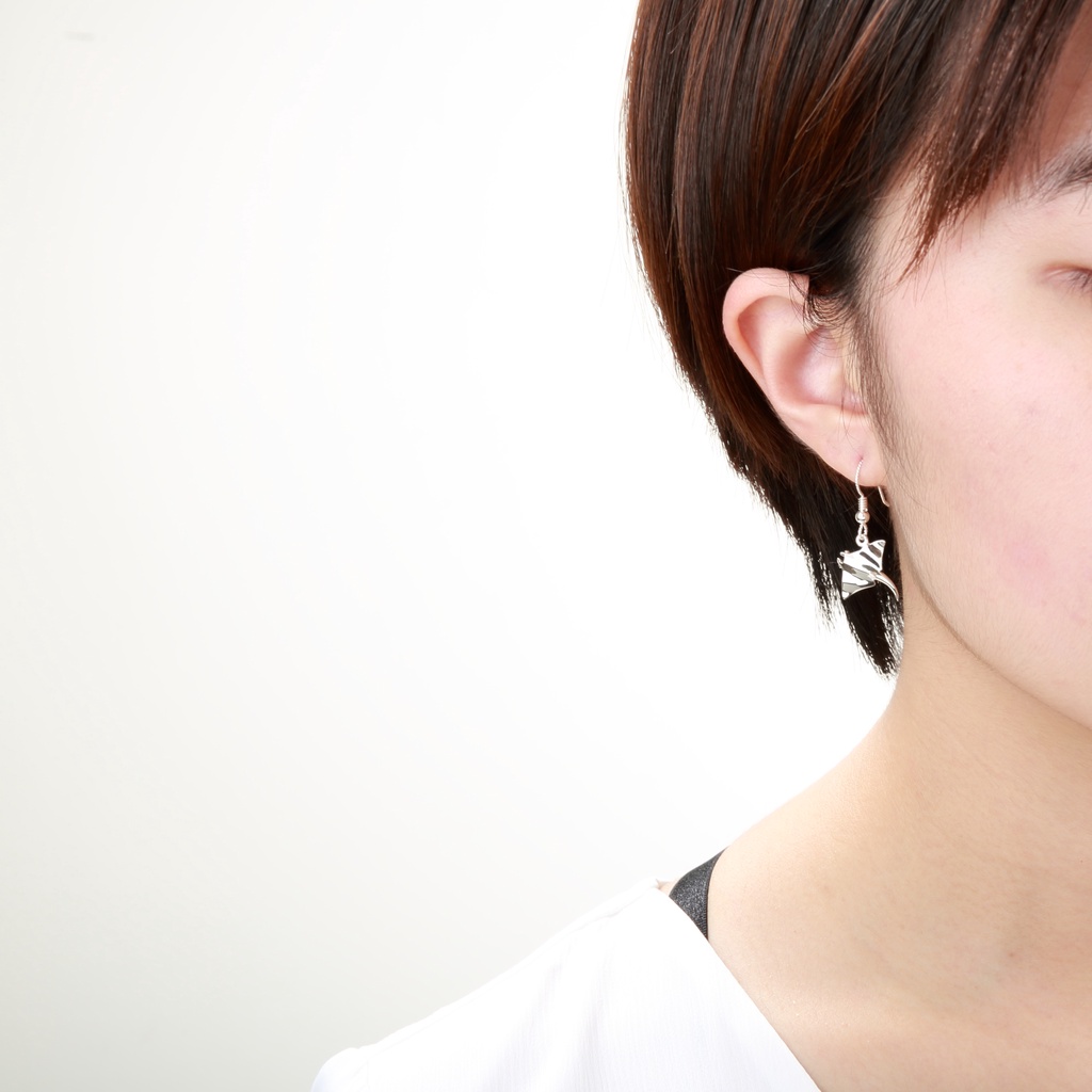 【Angel & Me】Manta Stingray s925 sterling silver earrings (changeable ear clips), , large