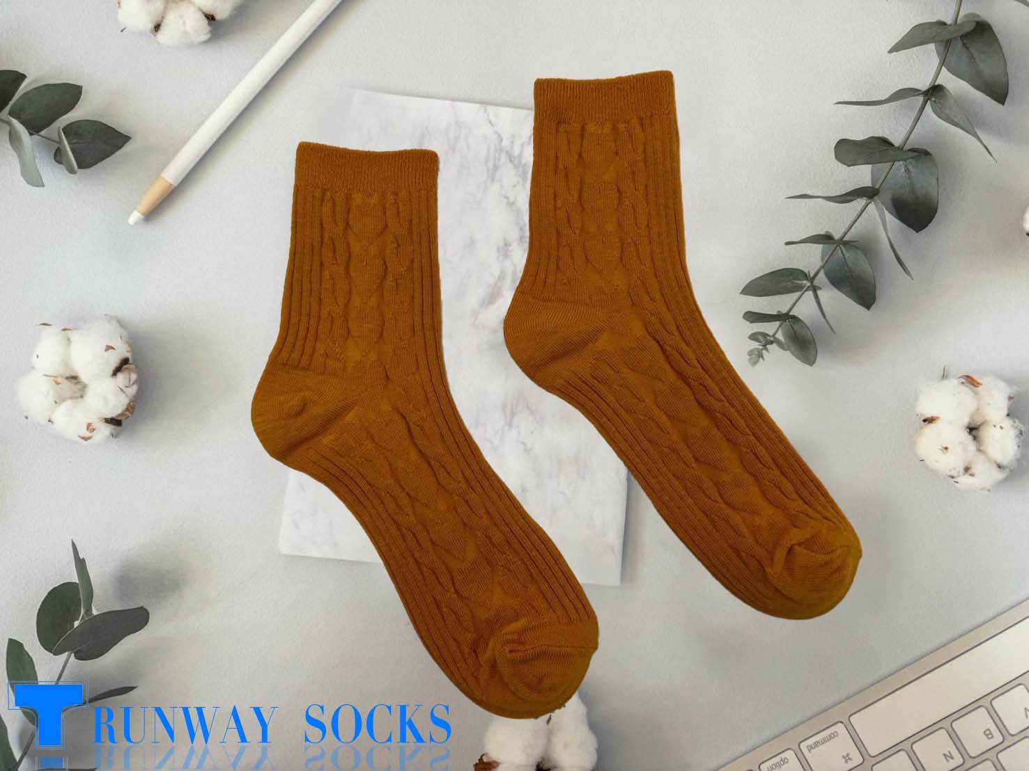 【RUNWAY】《RUNWAY SOCKS》Japanese Style Trendy Short Socks &ndash; Double Cylinder 1/2 Crew Socks with Heart Jacquard Pattern &ndash; Casual & Sporty &ndash; Khaki &ndash; Women's &ndash; 1 Pair, , large