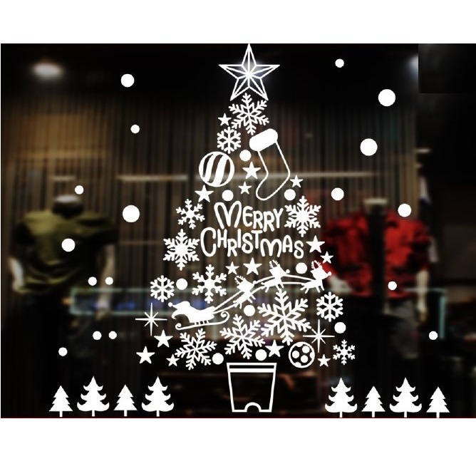 聖誕靜電窗貼-雪景聖誕樹, , large