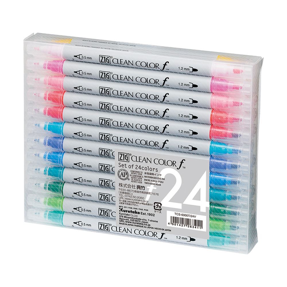 *需預訂【Kuretake 日本吳竹】ZIG 雙頭圓頭麥克筆 二十四色套組 (TCS-6000T-24V)