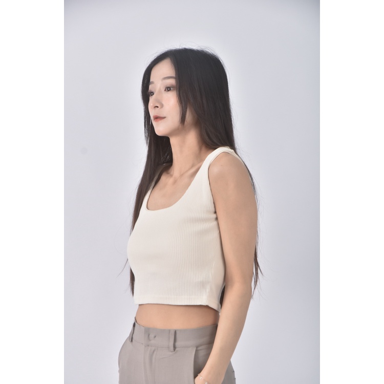 (S) topdressing韓牌質感修身短版有內襯杏色上衣二手衣, , large