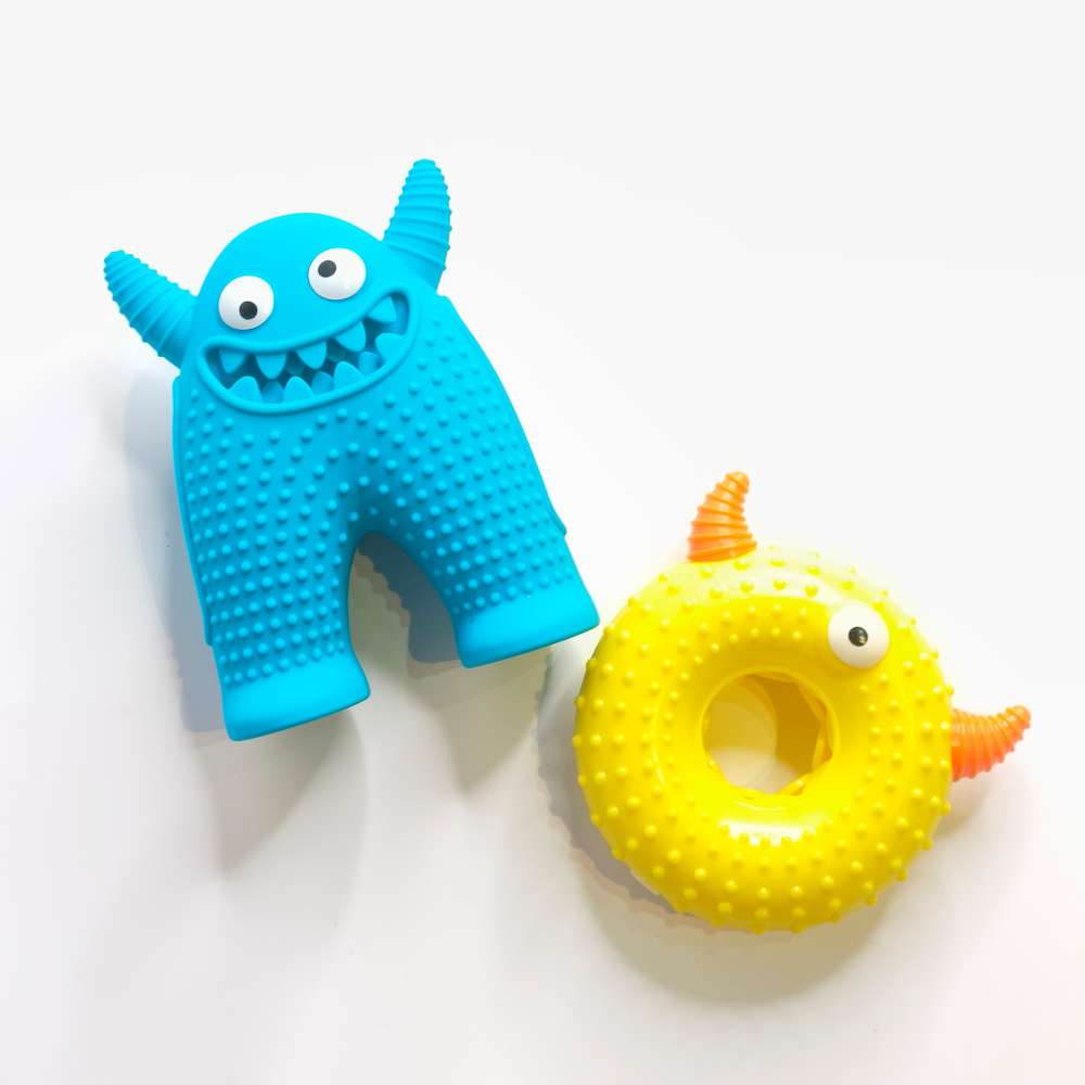 摩達客寵物-狗貓紓壓磨牙玩具-小怪獸+圈圈兩件C組-潔齒自嗨耐咬解悶寵物玩具, , large