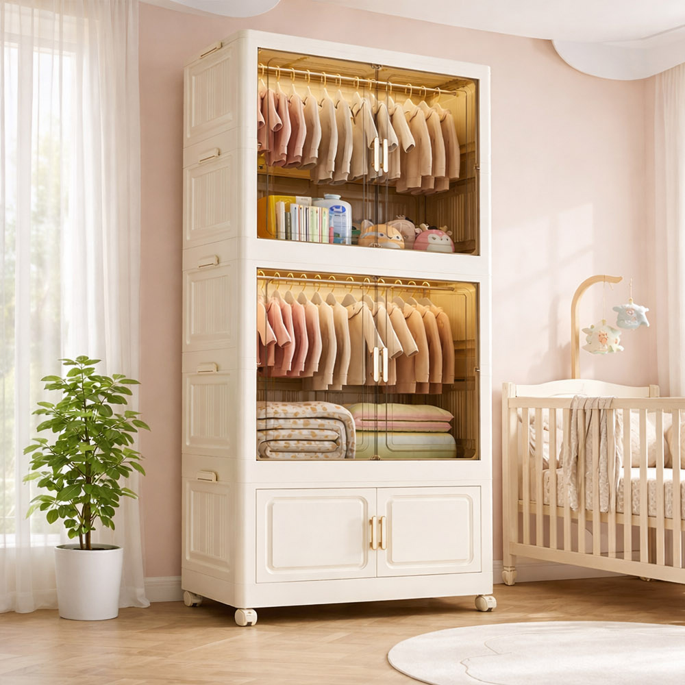 【AOTTO】簡約80面寬雙開門附輪收納衣櫃(AT-080), , large