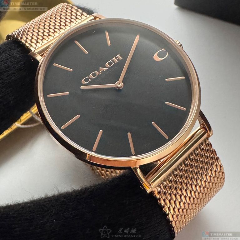 [星晴錶業]COACH手錶,42mm,CH00243黑色錶面玫瑰金錶殼玫瑰金色米蘭錶帶款, , large