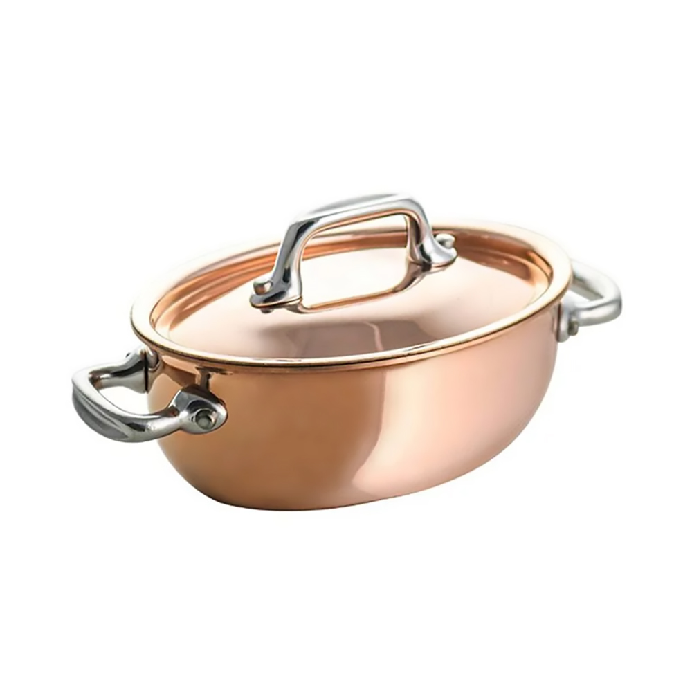 MAUVIEL-M&rsquo;MINIS Copper Oval Pot with Two Handles (with Lid) - 12cm, , large