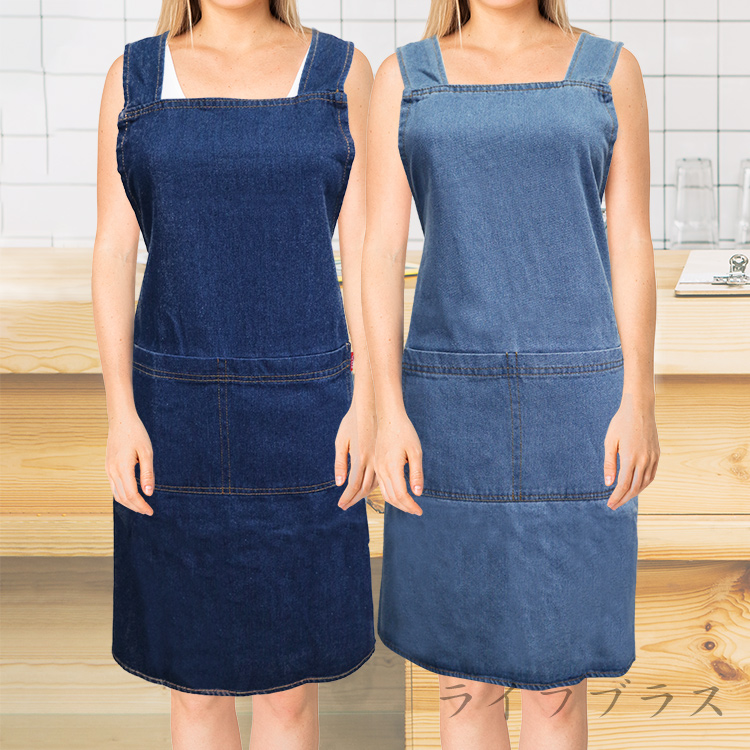 純棉水洗牛仔圍裙-4件, , large