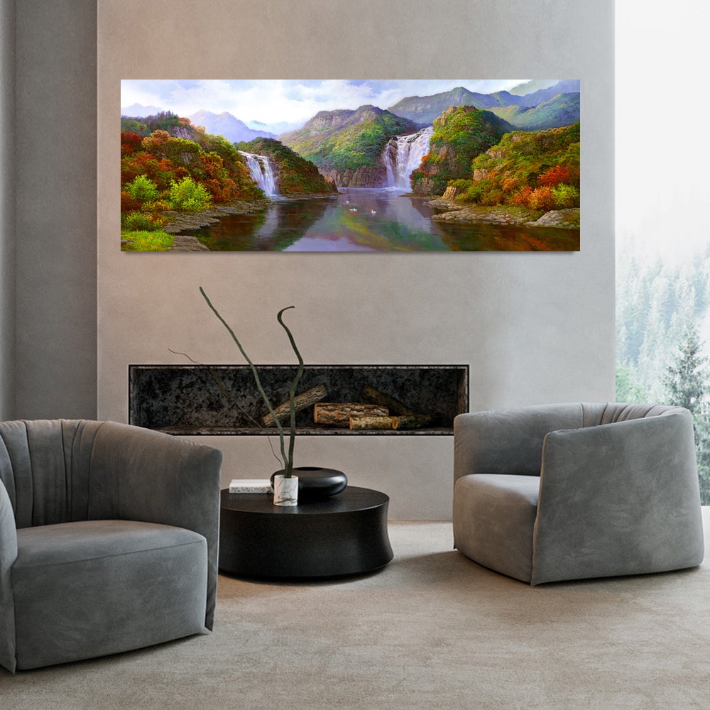 【御畫房】福祿雙至 國家一級畫師手繪油畫60×120cm(VF-57), , large