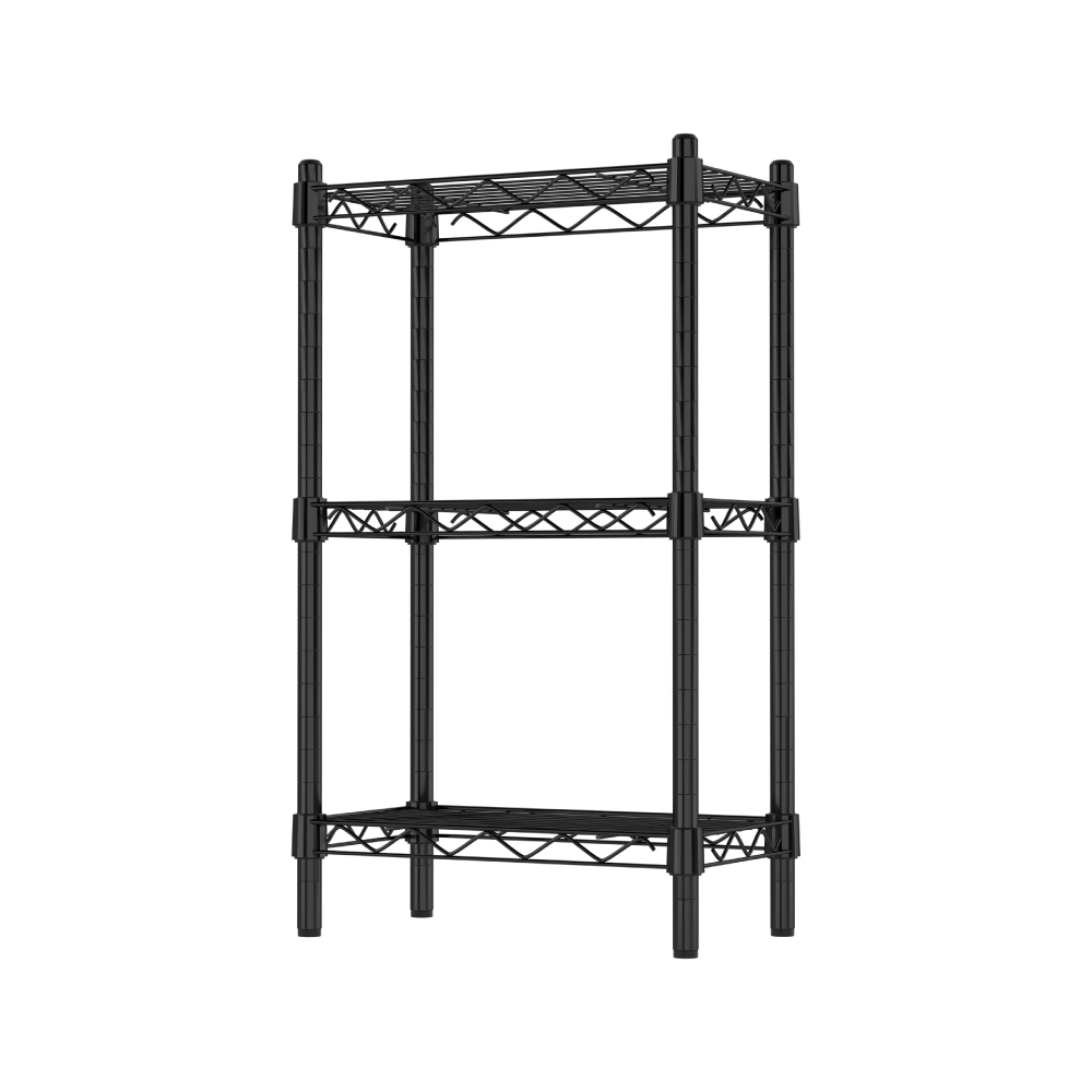 【KIWISH】35X20X60H 黑色三層架 收納架 展示架 鐵力士架 波浪架 架子 桌上置物架 鐵架 層架, , large