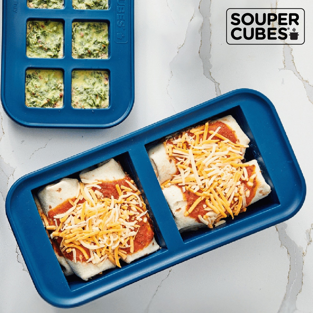 官方直營【Souper Cubes】多功能食品級矽膠保鮮盒2格_暮光藍(500ML/格), , large
