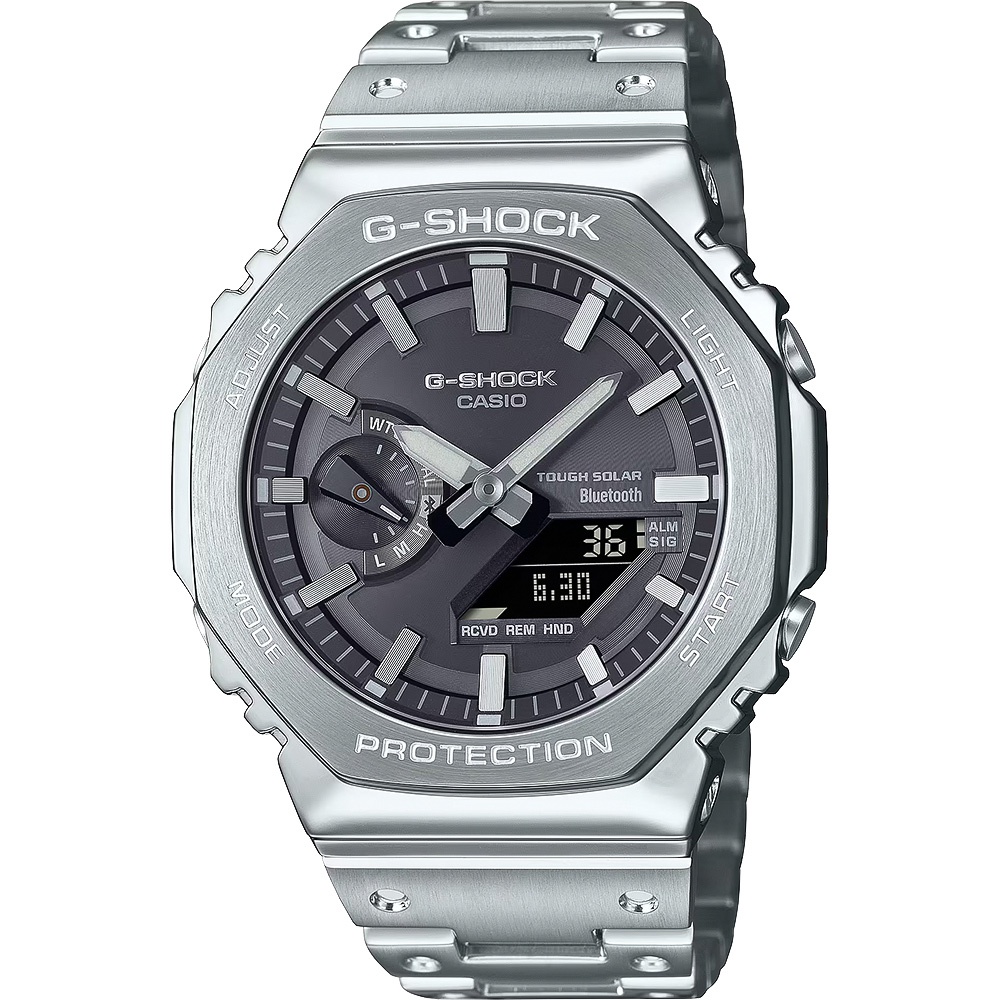 CASIO 卡西歐 G-SHOCK 全金屬 雙顯太陽能藍牙手錶 GM-B2100SD-1A
