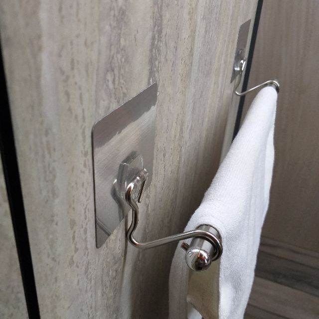 [熊好貼國際]毛巾架40公分單桿(SGS認證不銹鋼) 無痕掛勾 凹凸紋路牆面可貼(超黏貼)不鋼鋼 毛巾架 國貨掛鉤, , large