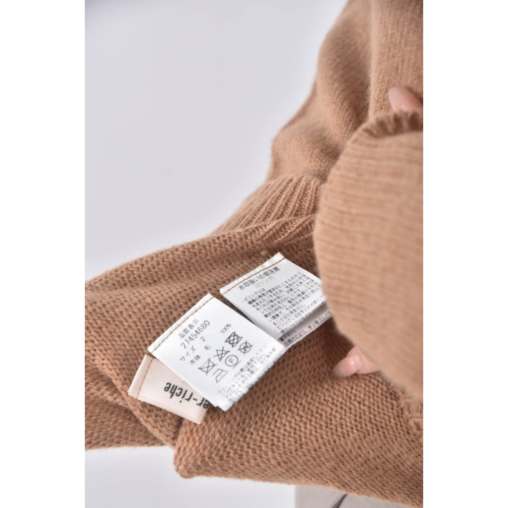 (M) apuweiser-riche羊毛V領棕色長袖上衣二手衣, , large