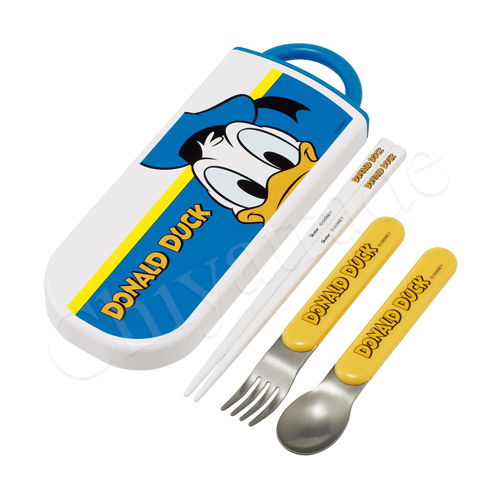 【百科良品】日本製 唐老鴨 大臉款 環保筷子+湯匙+叉子三件餐具組 抗菌加工Ag+(日本境內版), , large