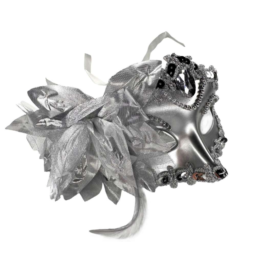 摩達客萬聖★Cosplay派對裝扮變裝★威尼斯寶石花朵造型銀色面具, , large