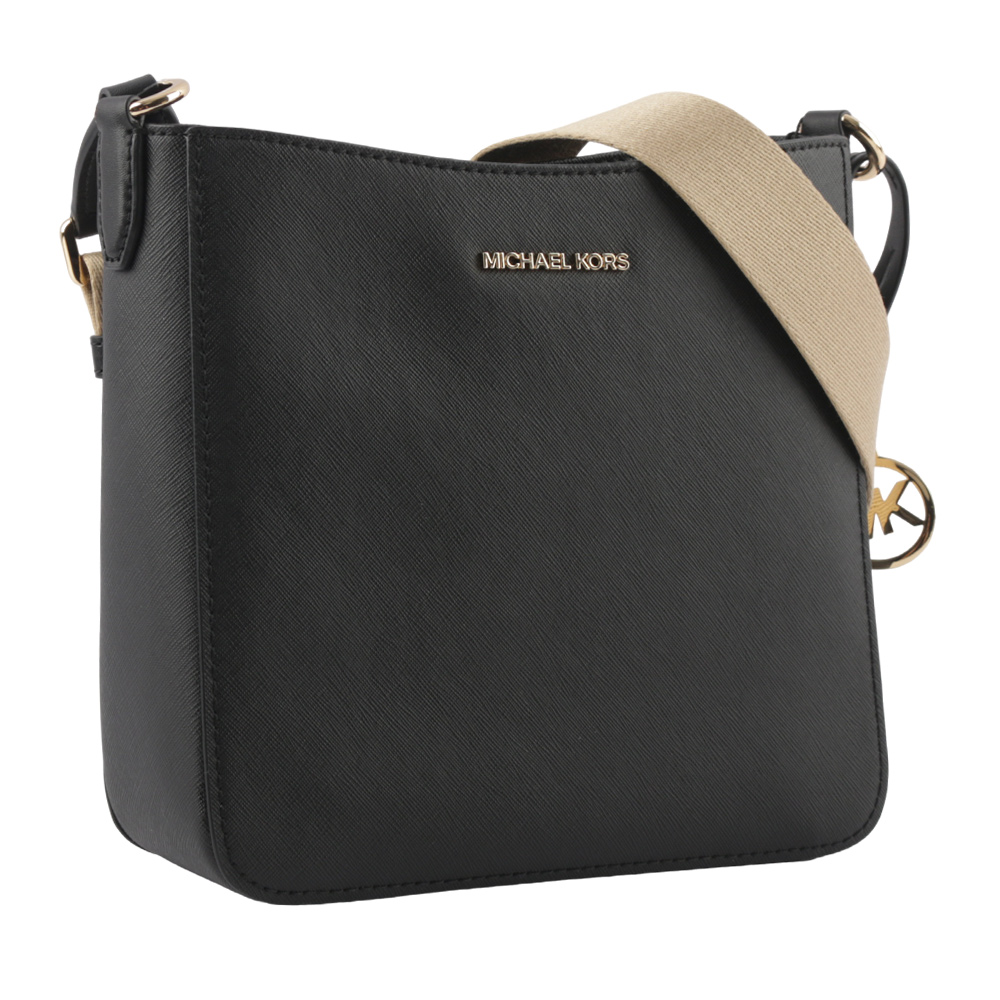 Michael Kors Jet Set Travel 金字防刮帆布斜背郵差包/黑色, , large