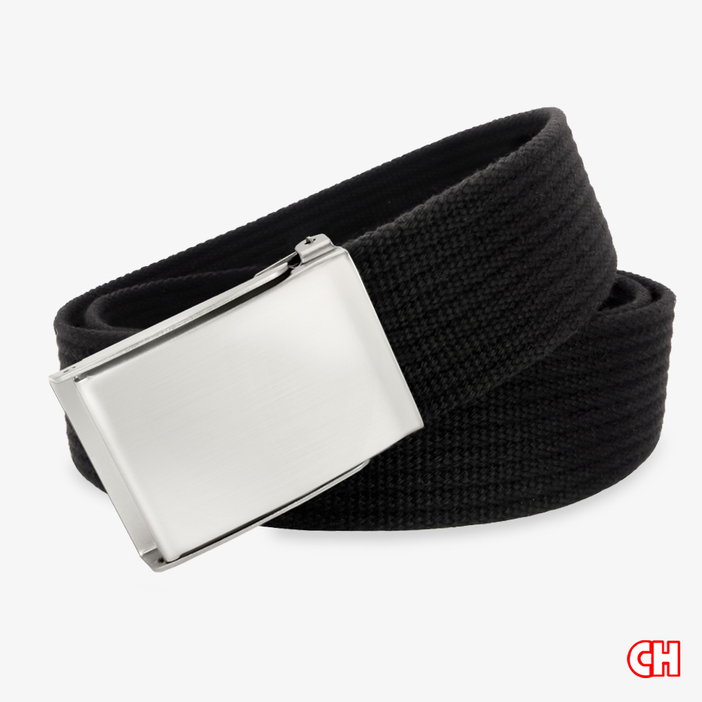 【CH-BELT 銓丞皮帶】中性方頭造型織帶 男女百搭休閒腰帶(黑)
