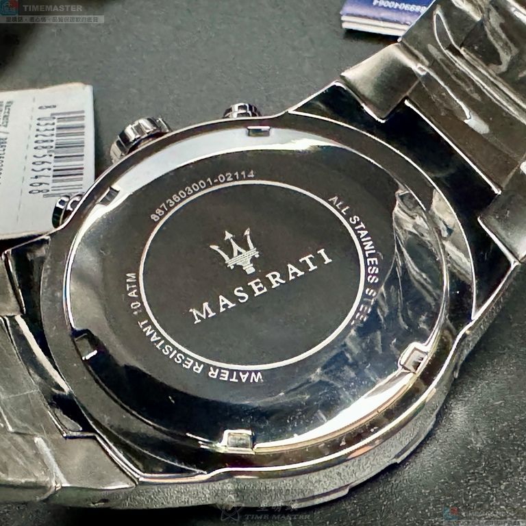 [星晴錶業]MASERATI手錶,44mm,R8873603001白色錶面銀錶殼銀色精鋼錶帶款, , large