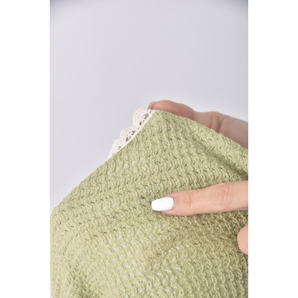 (S) miss 向日葵質感圓領綠色長袖上衣二手衣, , large