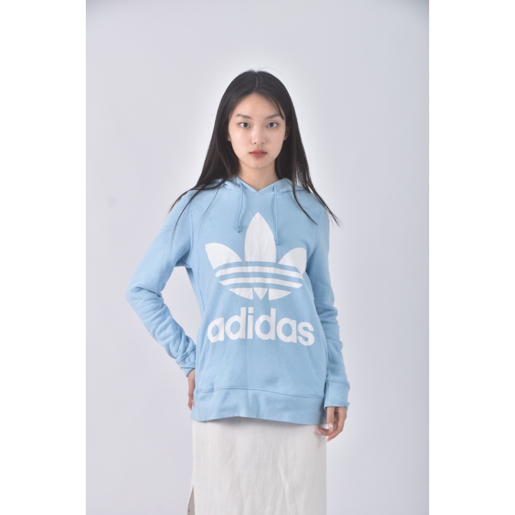 (S) adidas質感棉質連帽藍色長袖上衣二手衣, , large