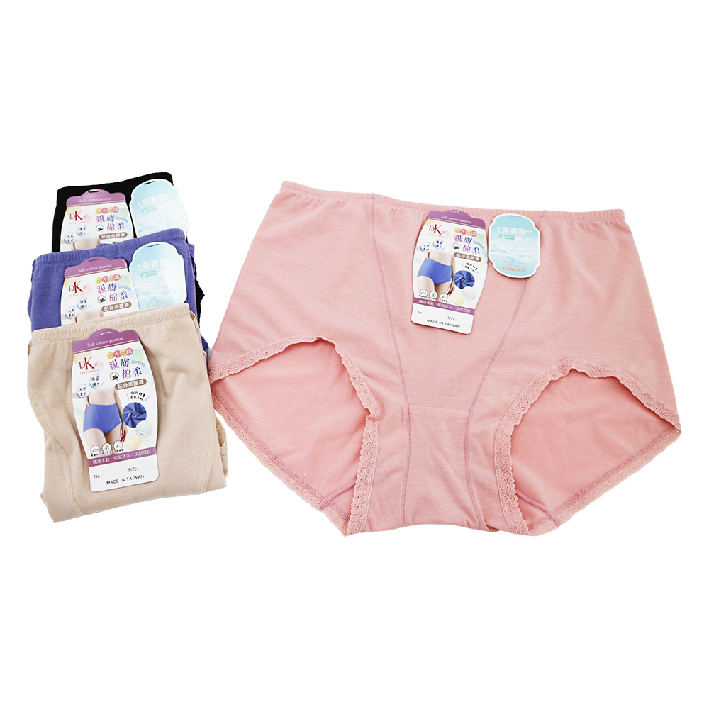 大尺碼萊賽爾蕾絲邊高腰女內褲-7948-Q(2XL)-6件, , large