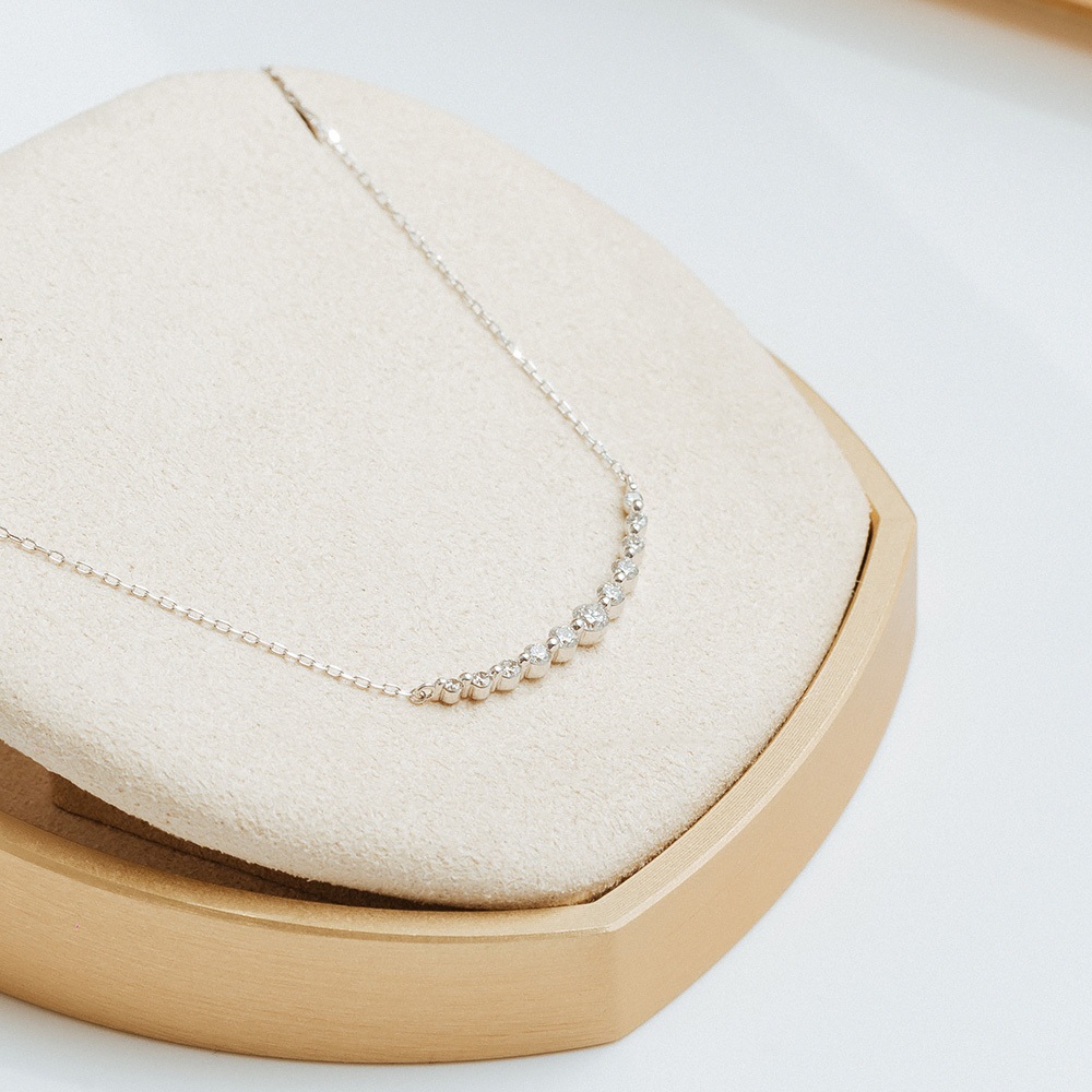 【18K金天然真鑽】A'jane 18K白金 璀璨序列 排鑽項鍊 A032503-002, , large