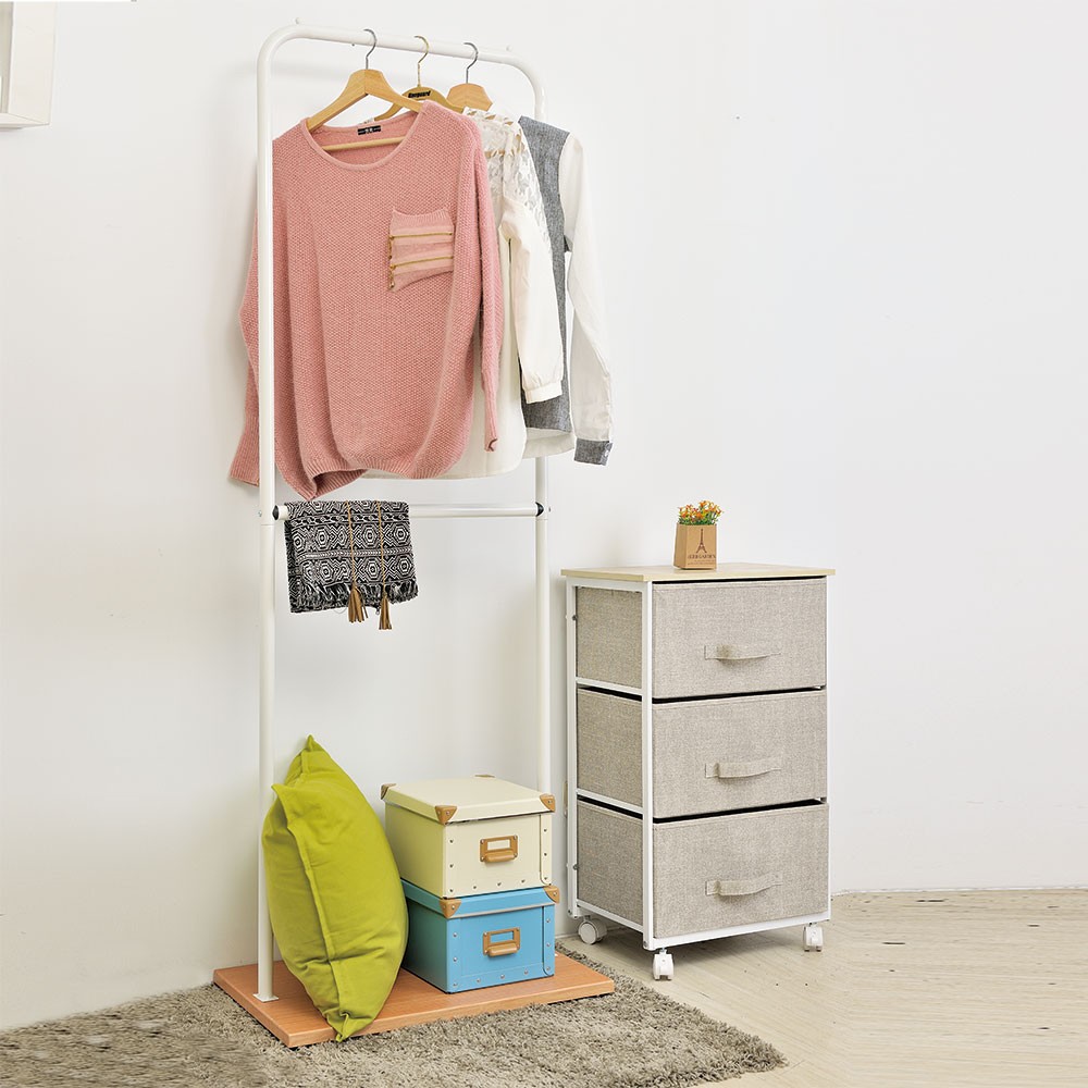 【H&R安室家】簡約工業風單桿衣架 LS125, 氣質白, large