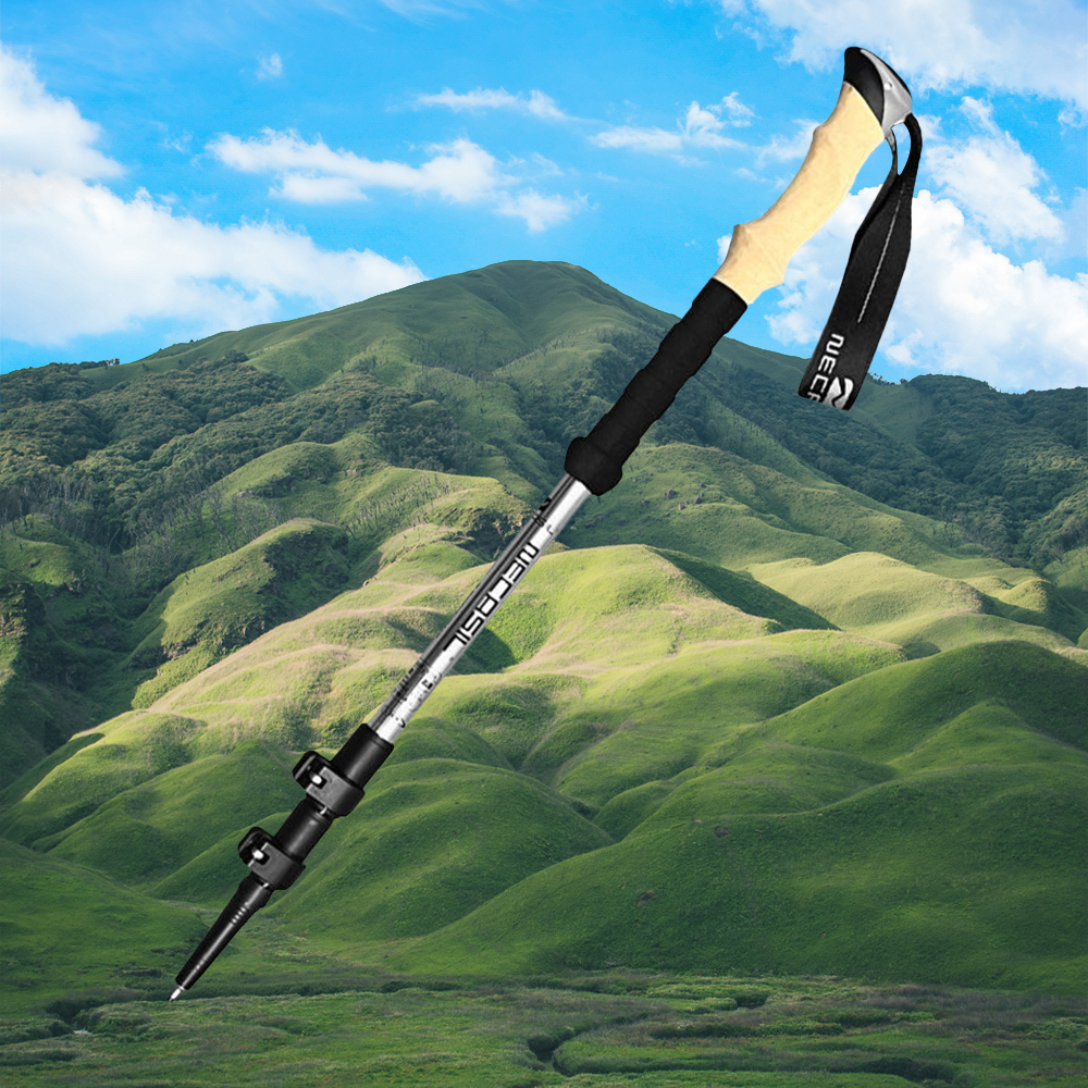 輕量可拆式登山杖【4色可選】 鋁合金 240G 外鎖式 可拆式 110cm 135cm EVA手柄 登山 碳鋼杖尖 擋泥盤 尼龍腕帶, , large