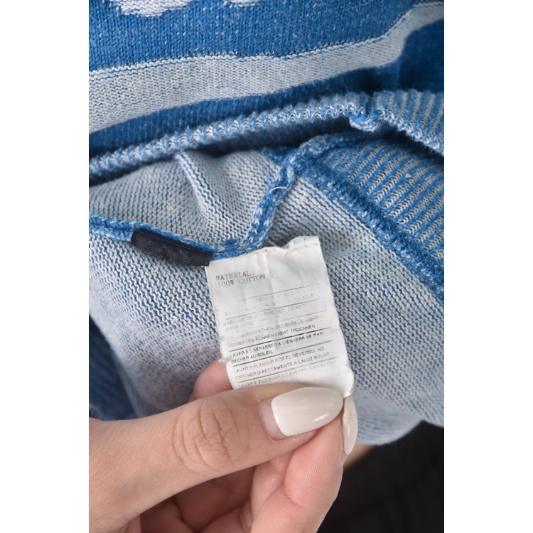 (S) euro como質感棉質純棉藍色長袖上衣二手衣, , large