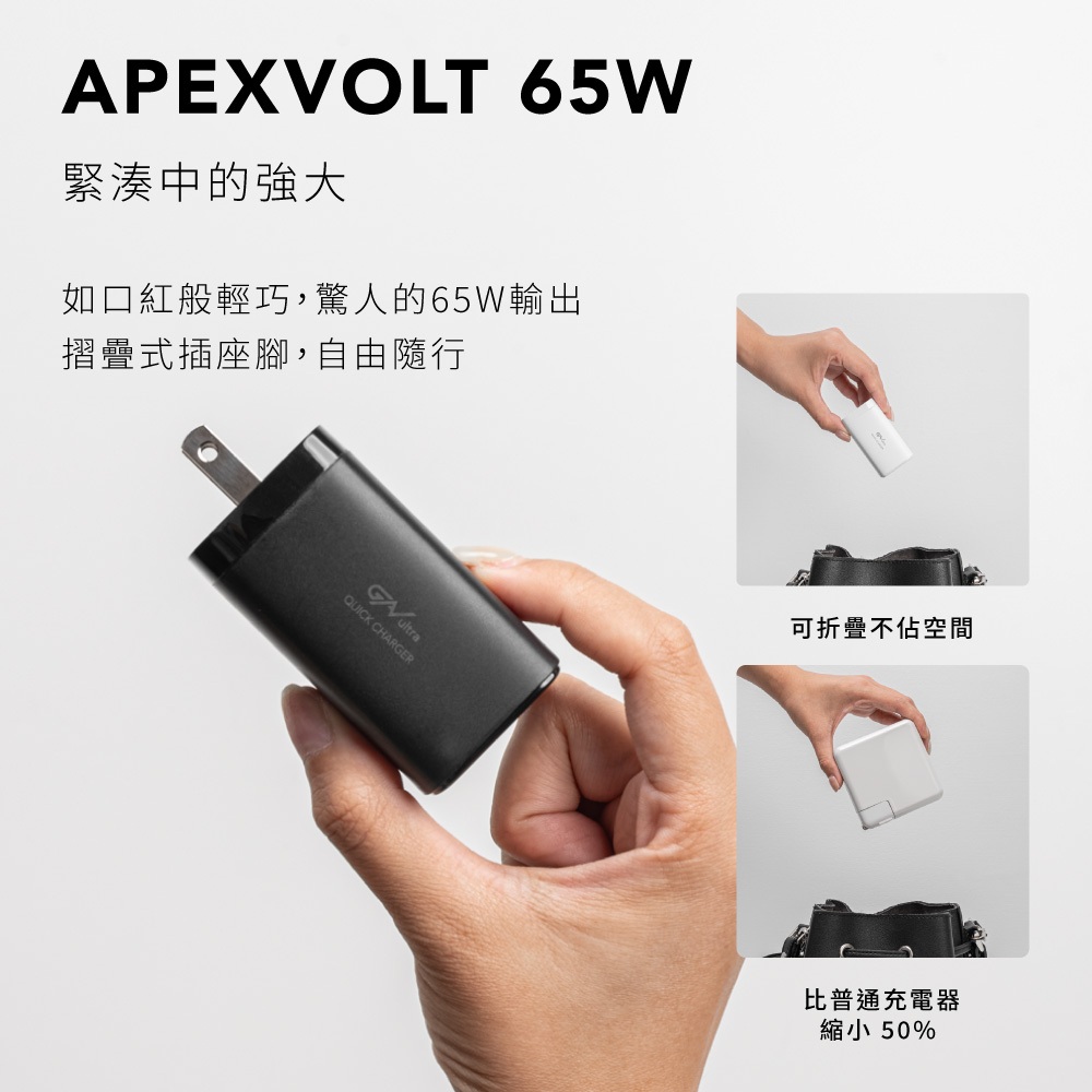 【GC】充滿快樂 65W 三孔GaN氮化鎵充電器 USB-C*2+USB-A*1 快充頭|TYPE-C|手機/筆電充電器, , large
