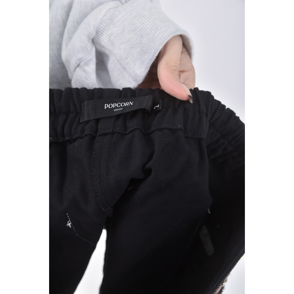 (2XL) popcorn韓牌高腰質感丹寧牛仔黑色短褲二手衣, , large