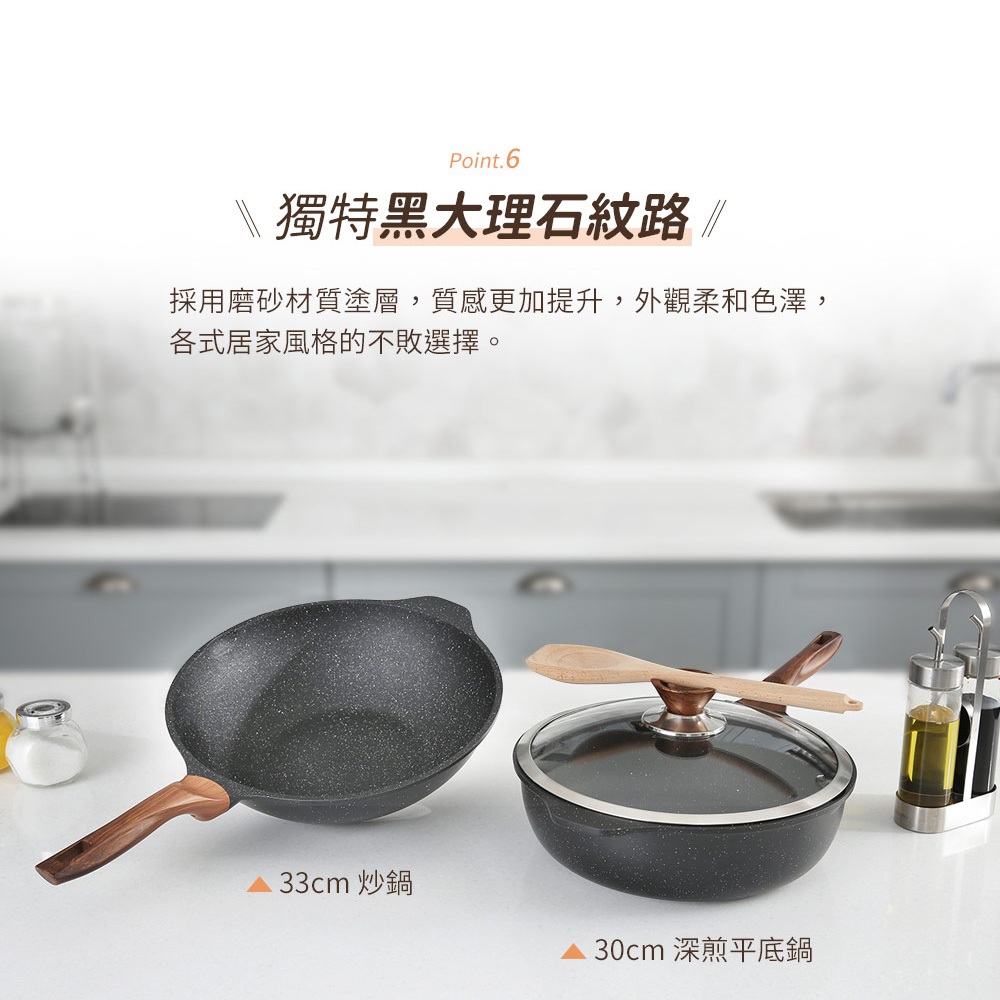 【美國MotherGoose鵝媽媽】皮克超銀石 IH導磁超硬膜 不沾深平底鍋28cm, , large