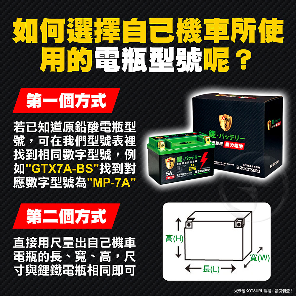 KOTSURU MP-7B 8馬赫 鉛轉鋰超動力機車電瓶 鋰鐵啟動電池 12V 300CCA, , large