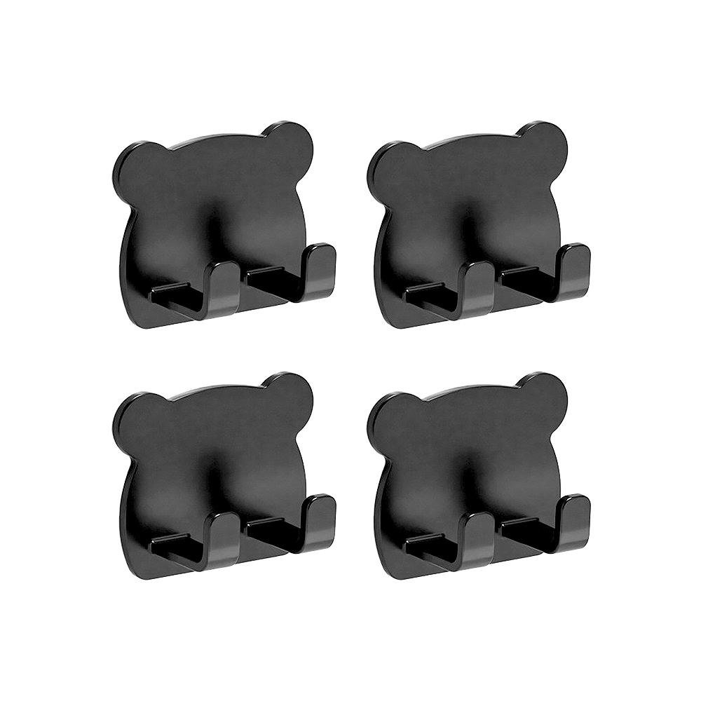 【Besthot】可愛小熊造型壁掛勾－4入組, 優雅黑, large