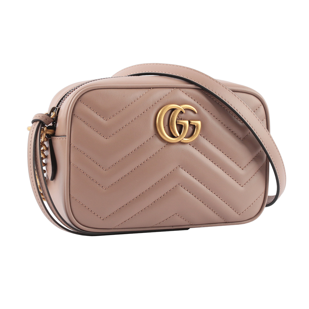 GUCCI Marmont mini款方型側背鍊包/藕粉, , large