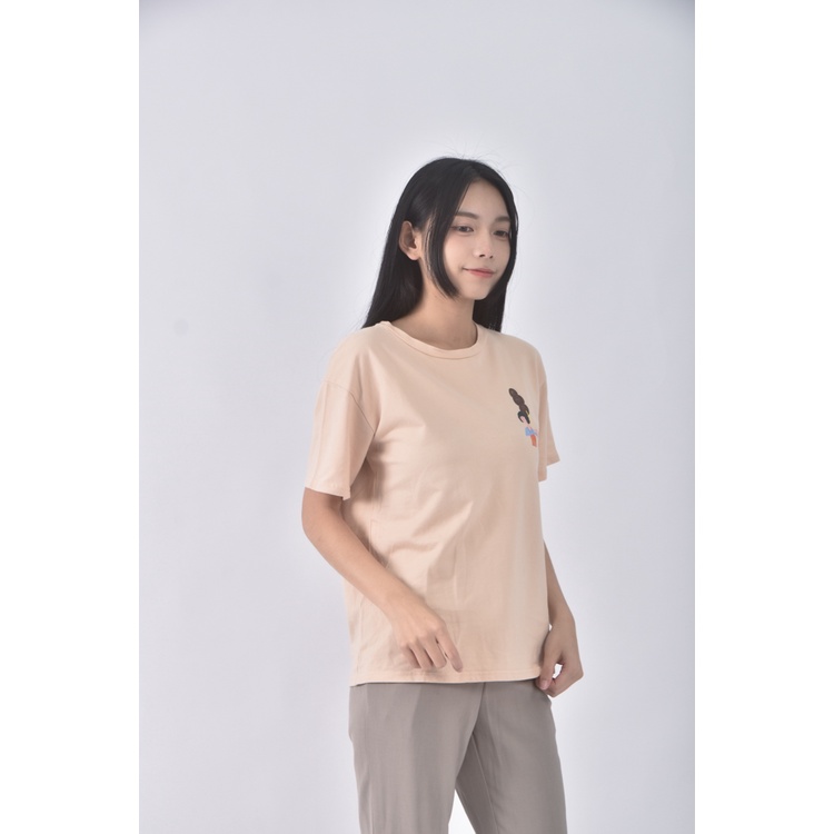 (F) queen shop棉質純棉杏色短袖上衣二手衣, , large