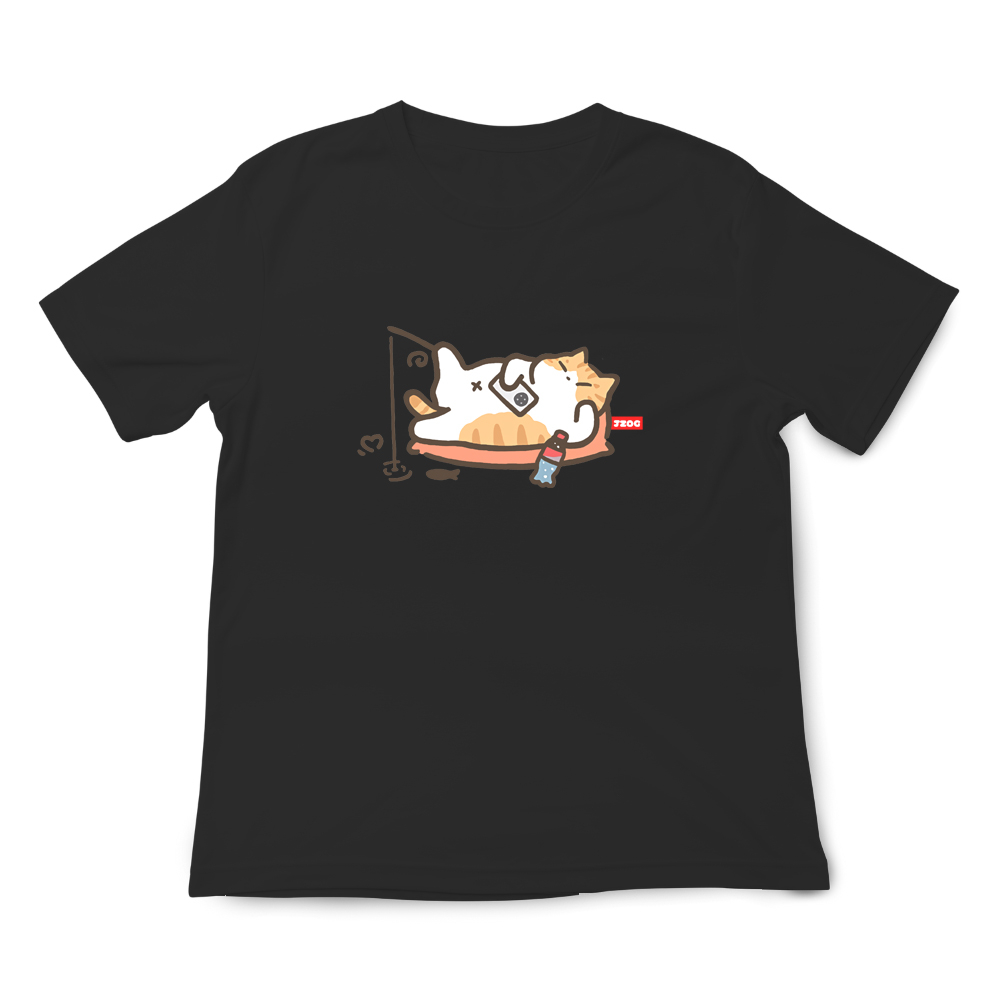JZ TEE 橘貓-放鬆 印花短袖T恤, , large
