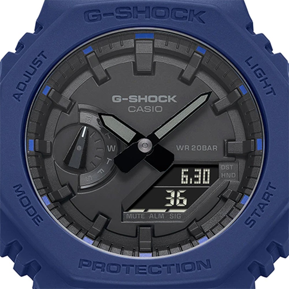 CASIO 卡西歐 G-SHOCK 耐衝擊八角雙顯電子錶-藍 GA-2100-2A, , large