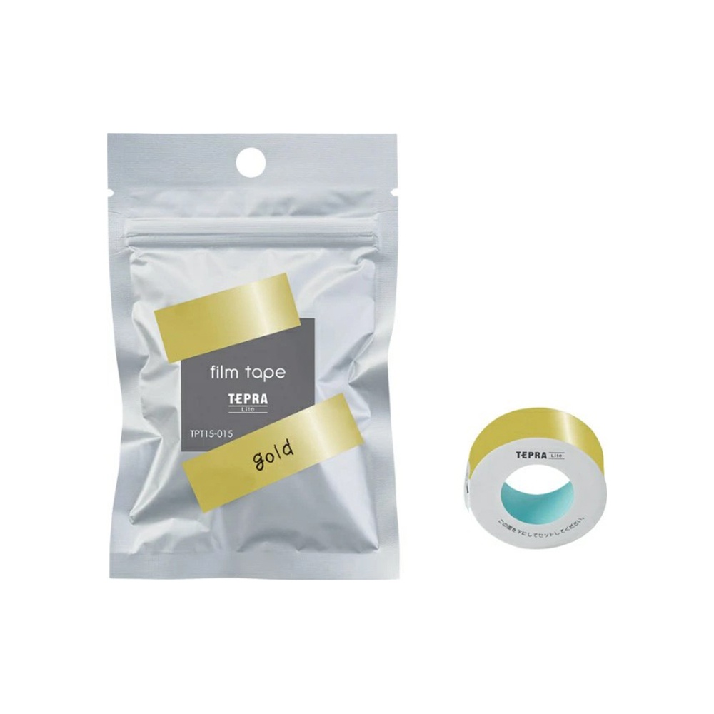 *需預訂【KING JIM】TEPRA LITE 熱感式標籤薄膜自黏膠帶 15mm(金/銀)金色(TPT15-015), , large