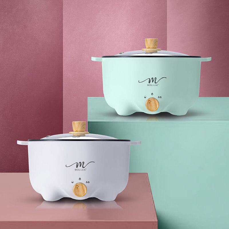【MOLIJIA】3L-M22 Multifunctional Non-stick Electric Hot Pot - White Wood Grain, , large