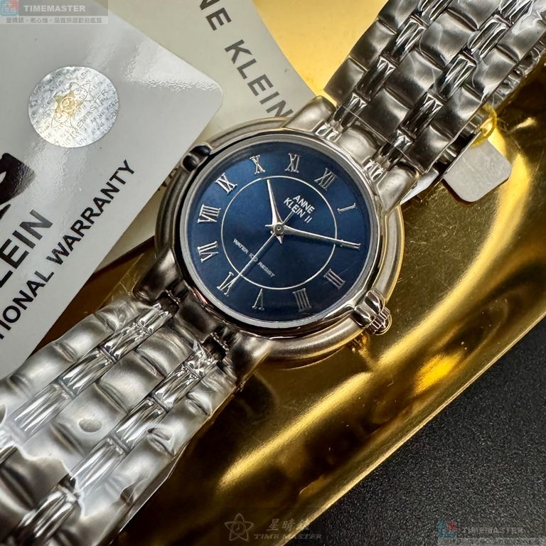 [星晴錶業]ANNE KLEIN手錶,34mm,AN00542寶藍色錶面銀錶殼銀色精鋼錶帶款