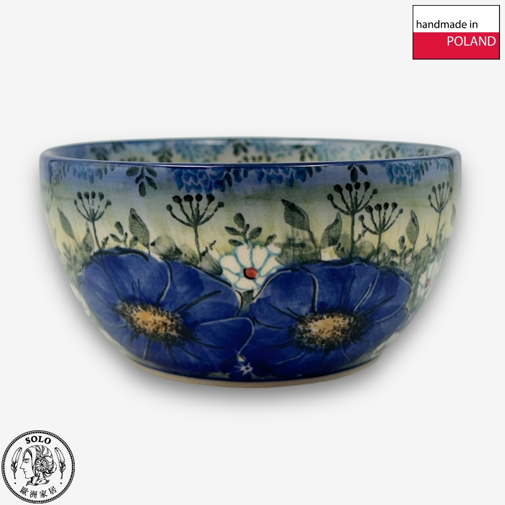 【SOLO Vintage】Cerraf Polish Pottery 13cm Rice Bowl Traces of Fragrance in the Blue Fields Series Made in Poland, , large