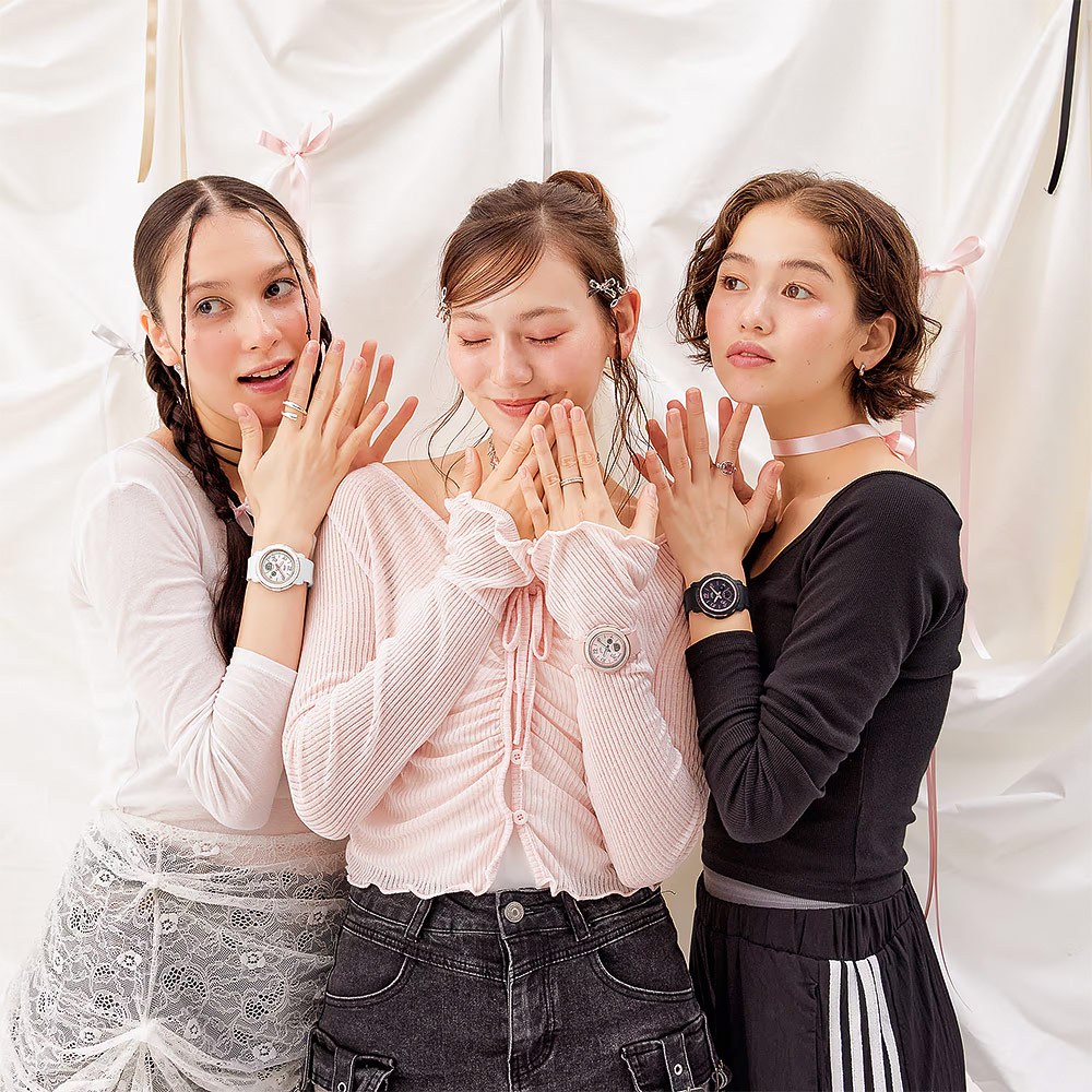 CASIO 卡西歐 BABY-G 緞帶雙顯女錶-黑/粉色 BGA-290RA-1A, , large