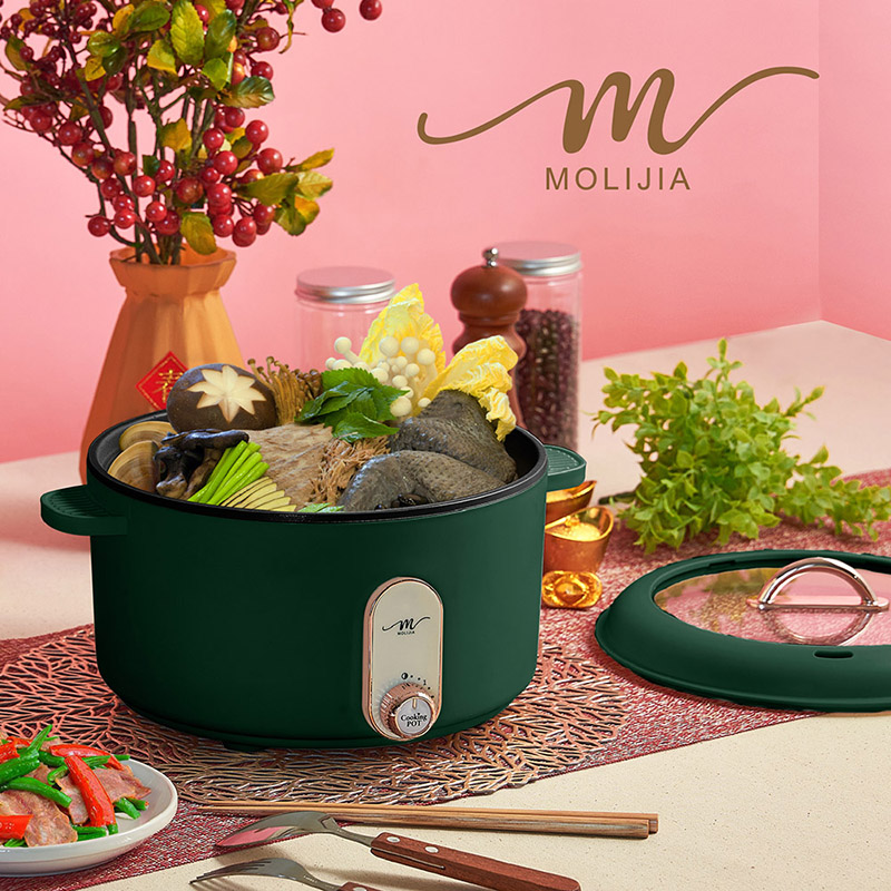 【MOLIJIA】3L-M25 Multifunctional Non-stick Electric Hot Pot/Soup Pot - Graphite Green, , large