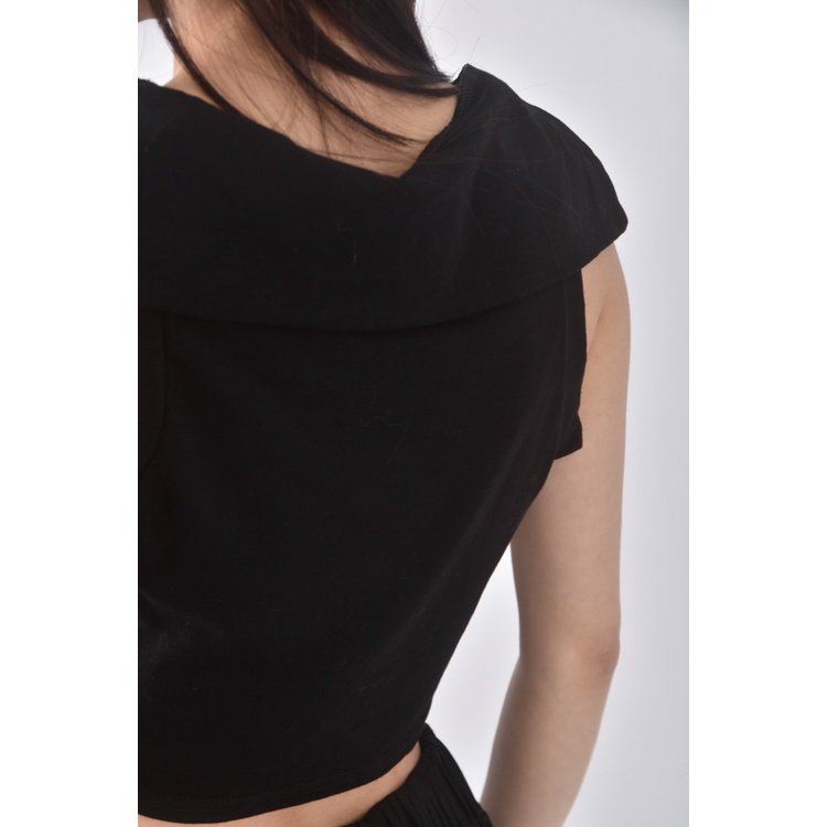 (S) 【智恩私服】dfx修身短版質感無袖黑色上衣二手衣, , large