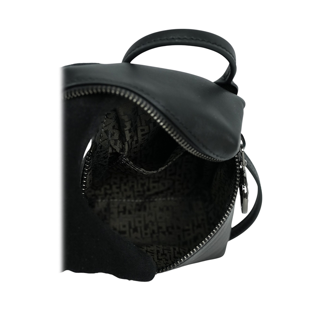LONGCHAMP Le Pliage Xtra XS 小牛皮拉鍊迷你手提/斜背二用包/黑色, , large
