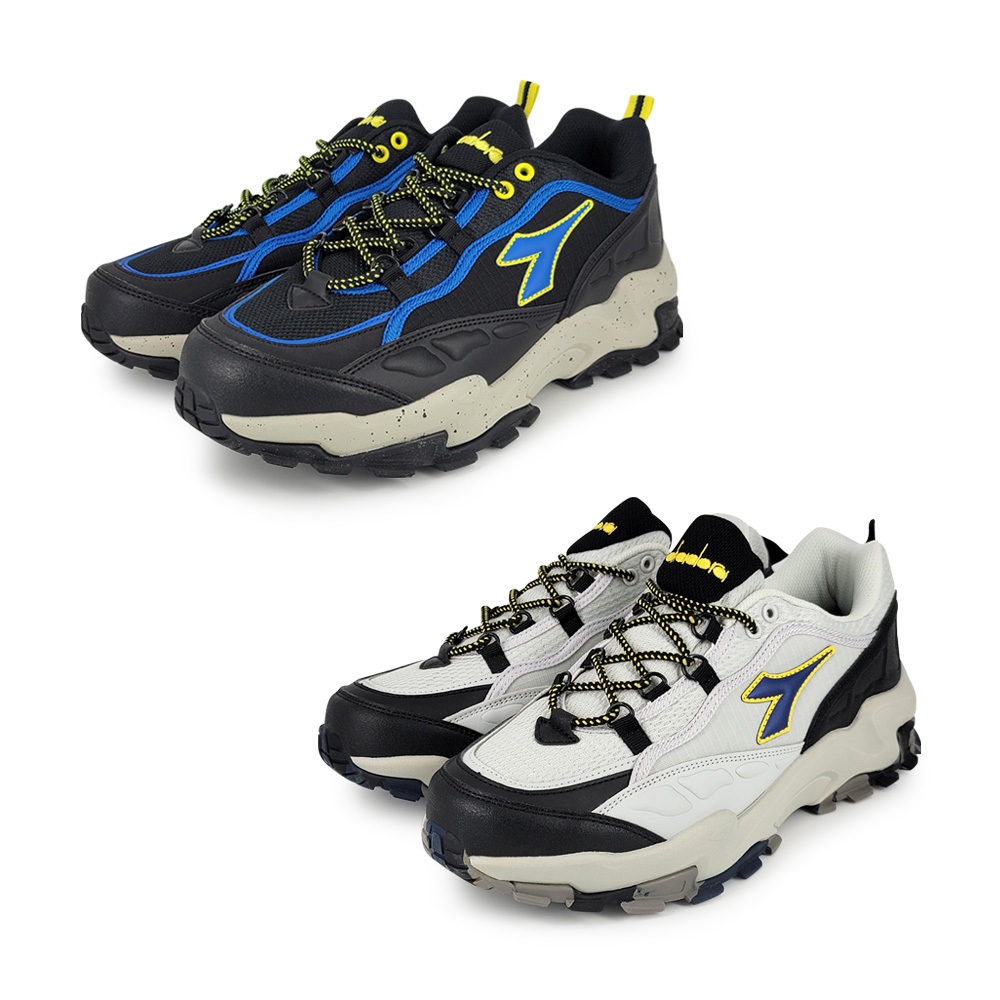 DIADORA迪亞多那 防潑水戶外男鞋 男運動鞋 登山鞋 越野鞋 寬楦 高腳背 輕量 吸震 散熱 耐磨 防滑 黑 灰黑