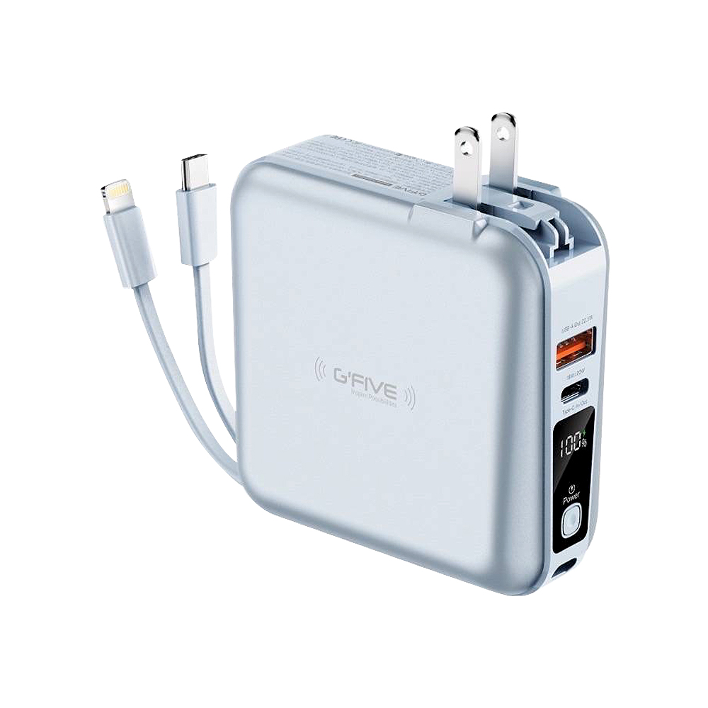 【Besthot】G-FIVE GP-W10S 10000mAh五合一22.5W PD+QC3.0自帶線行動電源, , large