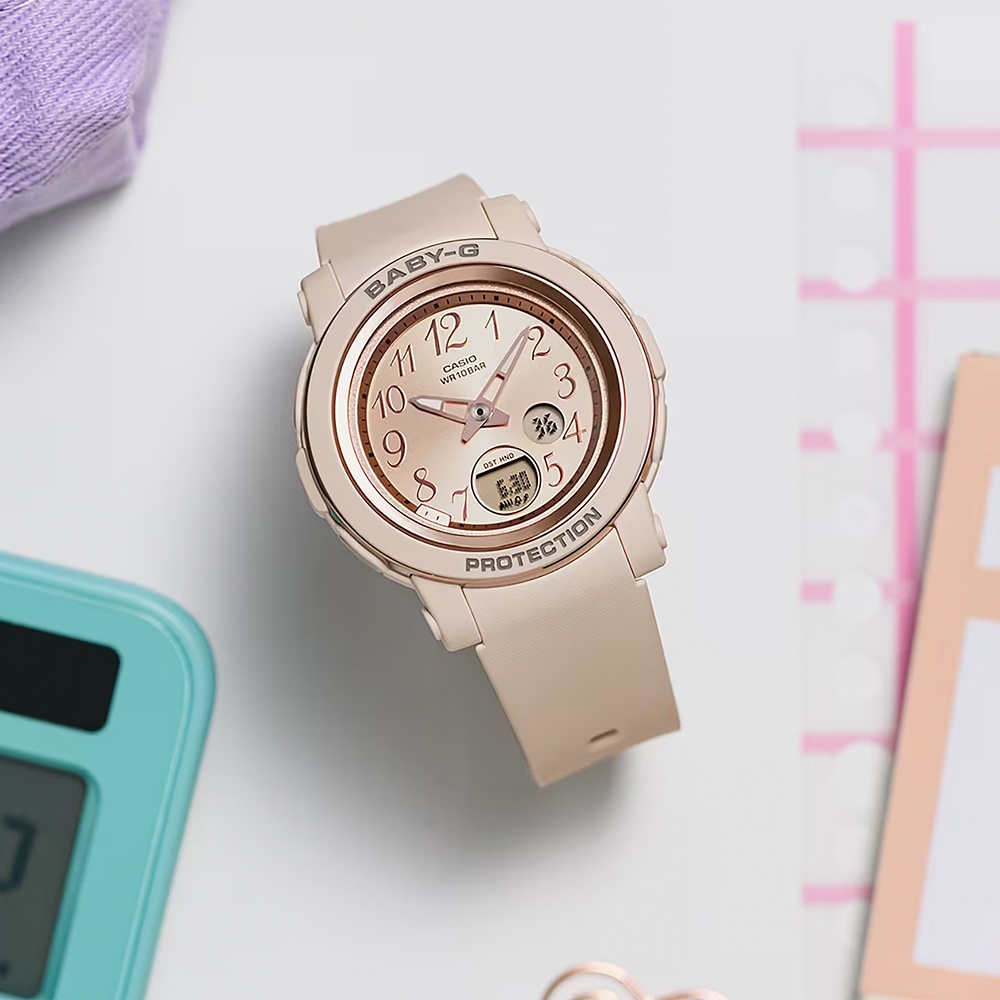 CASIO 卡西歐 BABY-G 金屬色雙顯女錶-奶茶色 BGA-290SA-4A, , large