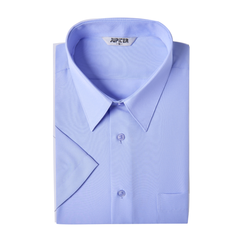 男正式短袖襯衫-藍15.5