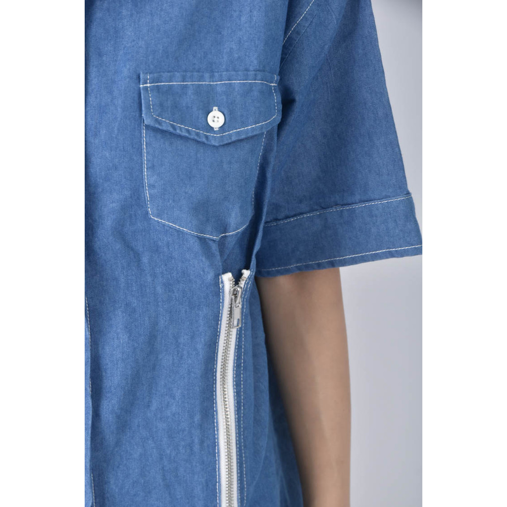 (L) 2 wip group丹寧牛仔棉質口袋藍色洋裝二手衣, , large